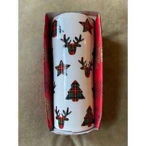 Holiday Jumbo Ceramic Christmas Travel Mug With Lid Reindeer Plaid Star